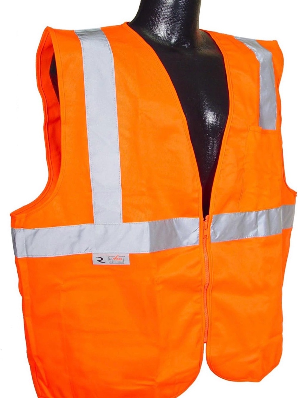 High-Visibility Orange Safety Vest with Reflective Tape